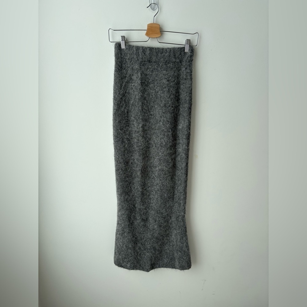 Entire Studios Alpaca Blend Fuzzy Maxi Skirt | Gray Minimalist Knit | Size M - Picture 3 of 11
